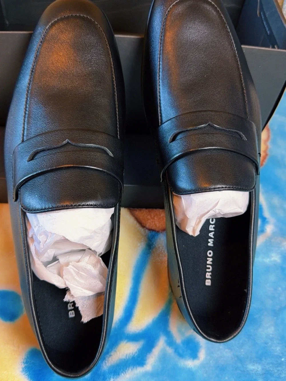 Men’s Black Leather Penny Loafers